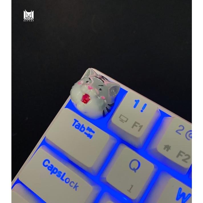 Nút bàn phím cơ hình hổ mắt tròn màu trắng xám / Resin keycap/ Keycap set/ Esc keycap/ Gift for gamer