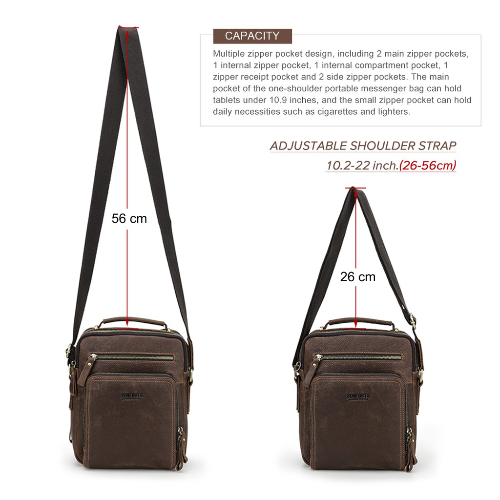 Túi đeo chéo Contact's MB108 bằng da thật thời trang cho nam | BigBuy360 - bigbuy360.vn