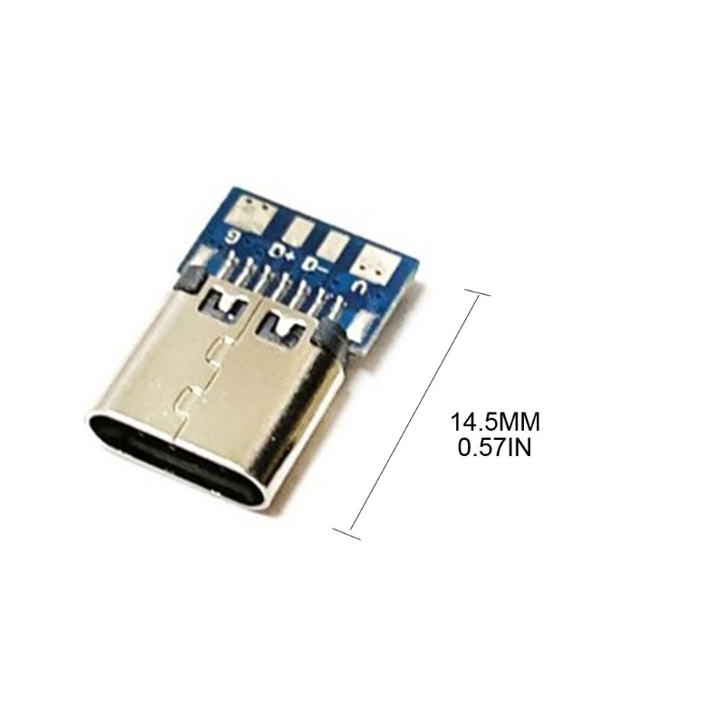 Set 2 đầu nối lỗ cắm USB Type C 16 chấu 180 độ mini dành cho truyền dữ liệu và sạc