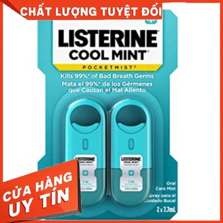 [Hàng nội địa Mỹ] Xịt thơm miệng sát khuẩn Listerine Pocket Mist vỉ 2 chiếc