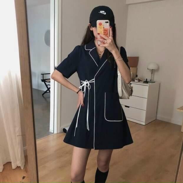 [Siêu phẩm] Đầm đen JENA DRESS form chuẩn thiết kế thắt eo tôn dáng chất vải kaki dày dặn cổ vest tinh tế