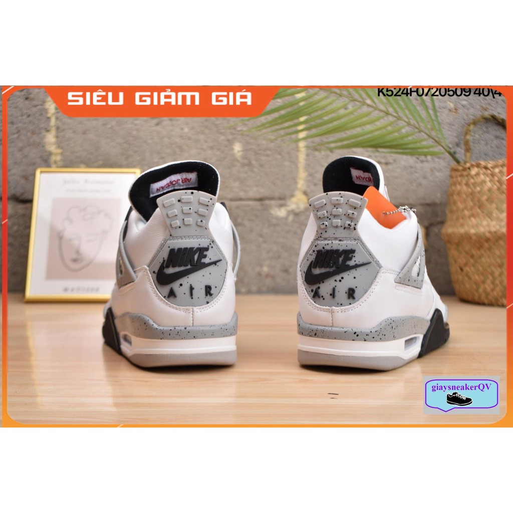 Giày thể thao Air Jordan 4 Retro OG cement siêu đẹp, sang chảnh dành cho nam và nữ , dây giày đỏ JD4