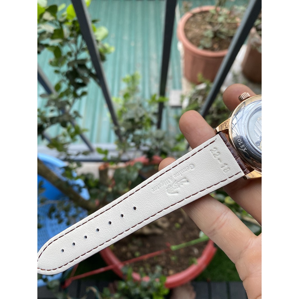 Dây da đồng hồ nam da cá sấu cá sấu bền đẹp bản 22mm