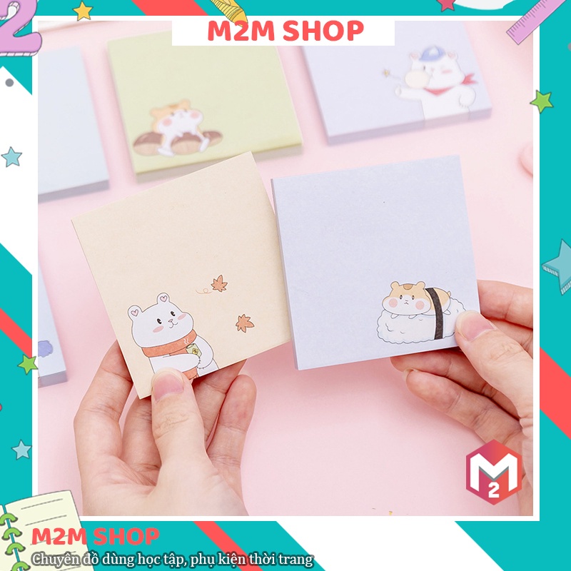 Giấy nhớ note vuông dán được cute dễ thương đáng yêu hình chuột và gấu (7x7cm)