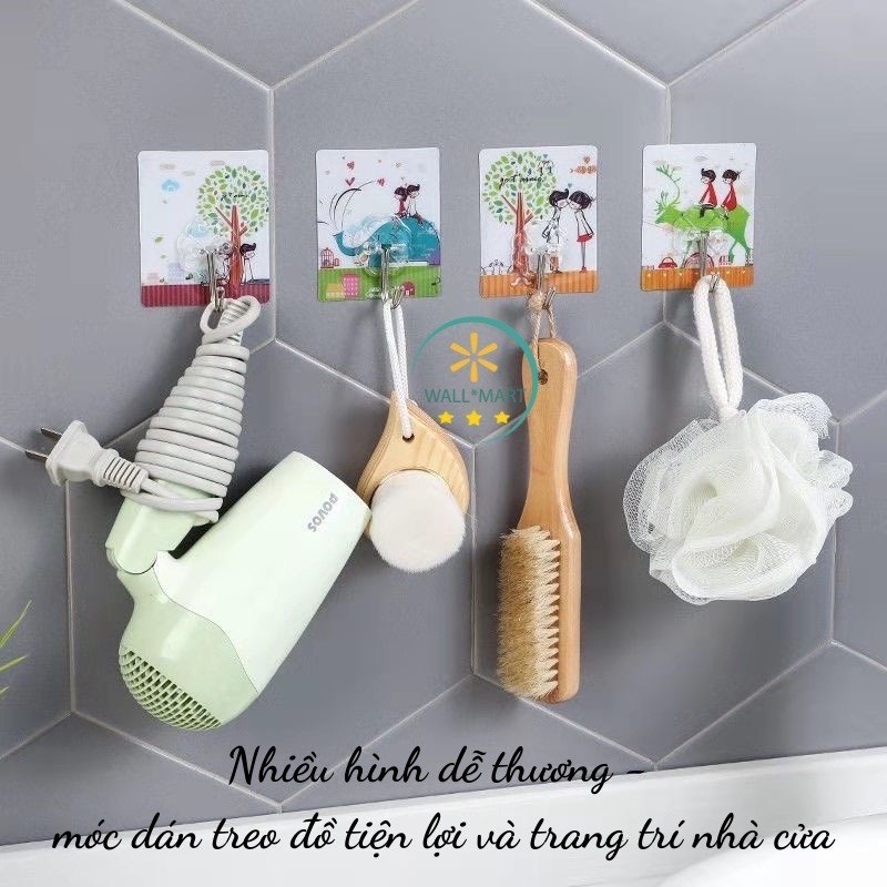 Móc dán tường siêu dính, siêu bền, chịu lực tốt họa tiết 3D vô cùng chắc chắn độ bền cao 6*6 cm