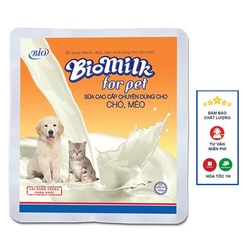 [ Mã PETMNGOCBOI97 giảm 15% đơn 500k] Sữa chuyên dụng dành chó mèo Bio-milk gói 100gr