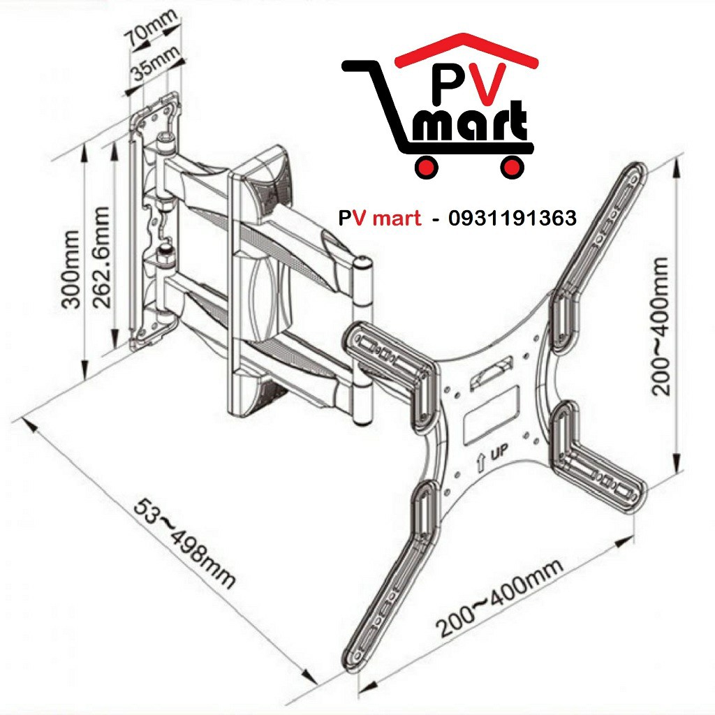 Giá treo Tivi góc xoay NB-P4 (32-55inch) - Khung treo tivi đa năng P4 hàng nhập khẩu