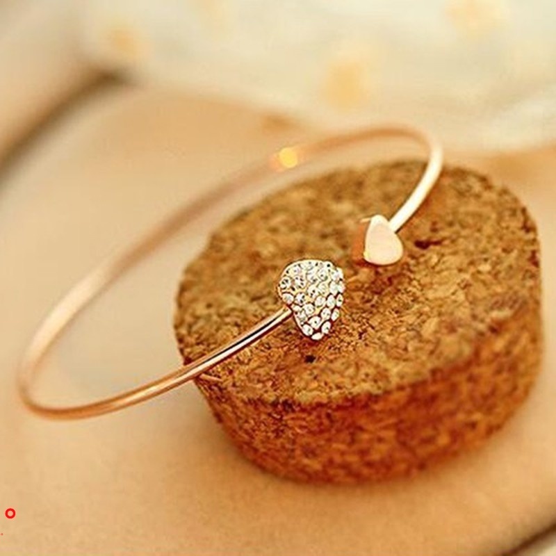 Vòng Tay Hình Trái Tim Đính Đá Lấp Lánh Phong Cách Hàn Quốc Xinh Xắn
