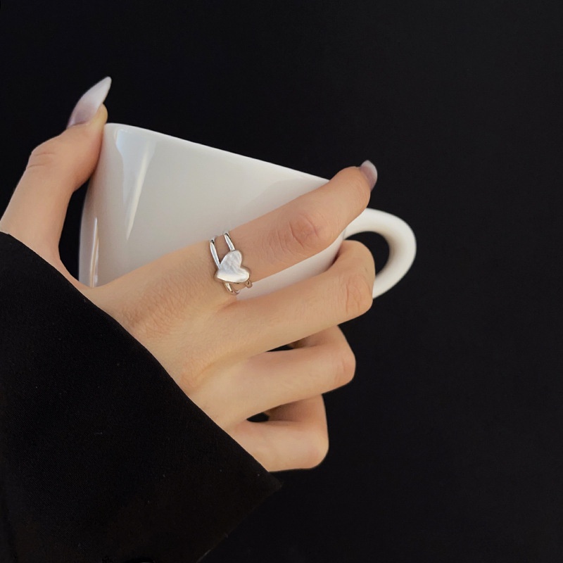 Nhẫn Hở Hình Trái Tim Bằng Kim Loại Có Thể Điều Chỉnh Kích Thước Cho Nữ