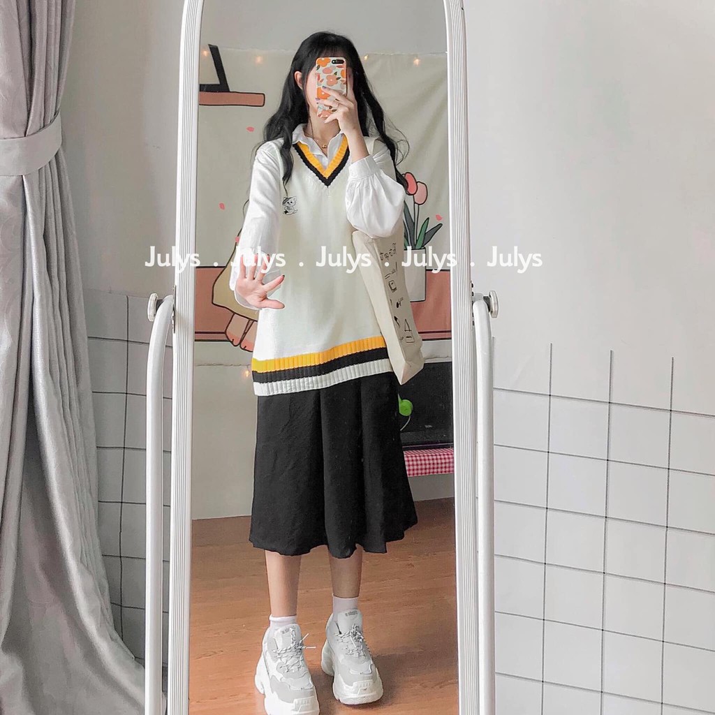 Áo gile len thêu hình mèo | BigBuy360 - bigbuy360.vn