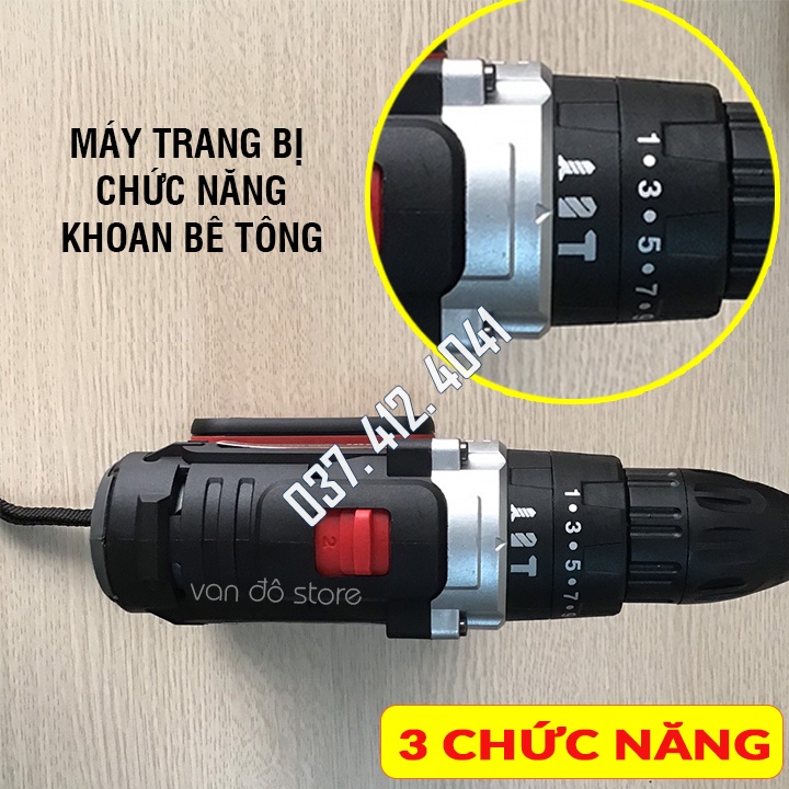 KHOAN KHÔNG DÂY HITACHI 28V - Tặng thêm 24 phụ kiện - 3 Chức năng: khoan, vít, đục tường