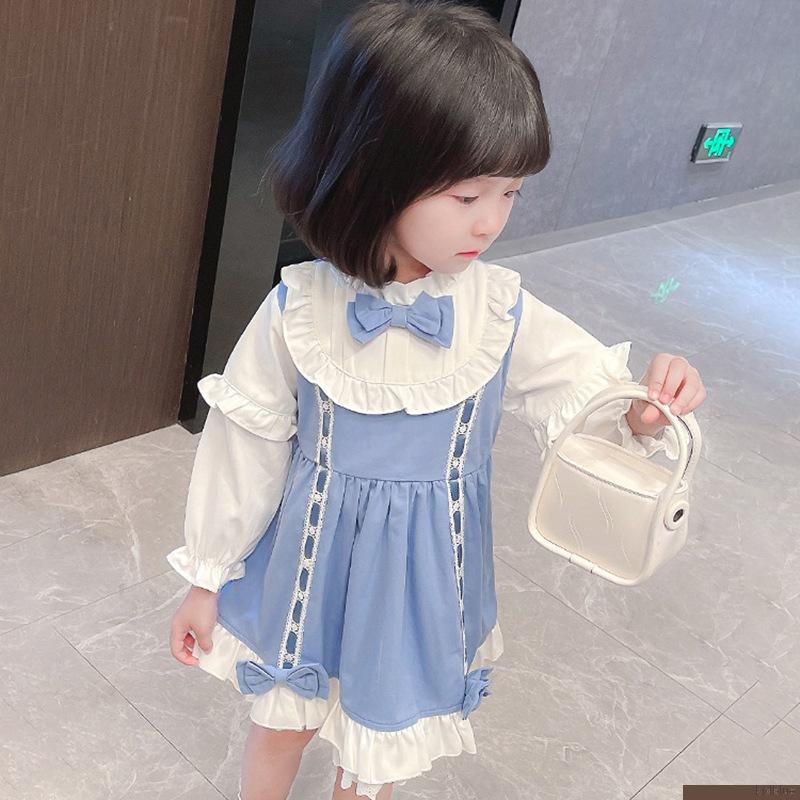 Đầm công chúa dài ngang gối đính nơ cho bé gái