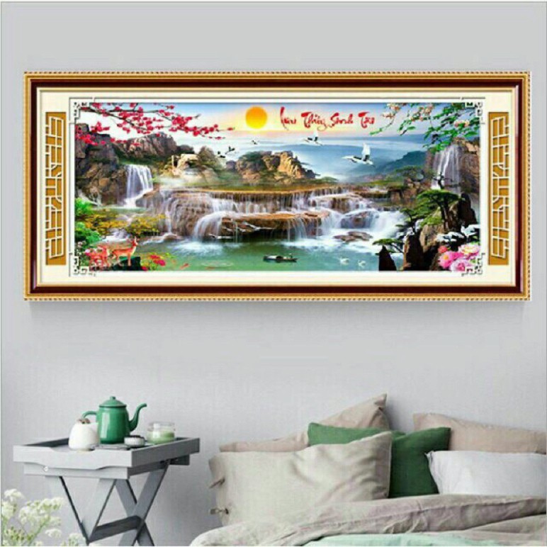 Tranh thêu chữ thập LƯU THỦY SINH TÀI 88983  chưa thêu