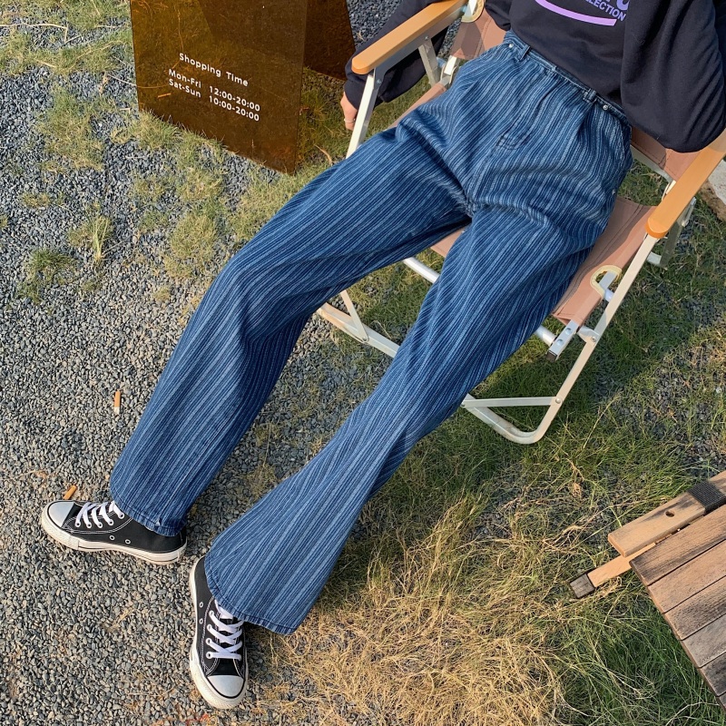 Quần jean ống suông rộng eo cao in kẻ sọc phong cách thu đông 2020 cổ điển cho nữ | BigBuy360 - bigbuy360.vn