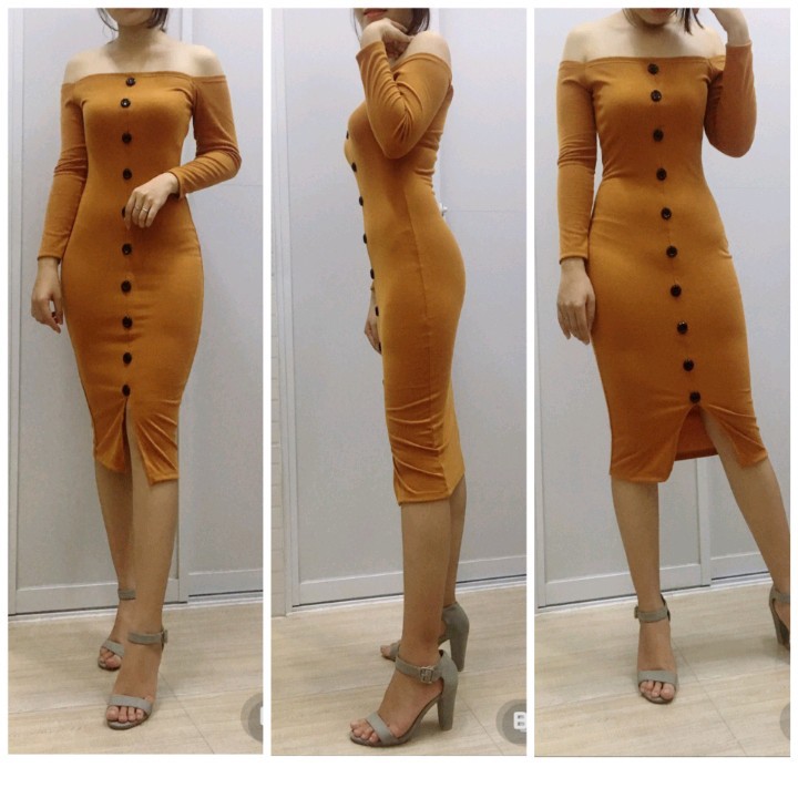 LH03 - Váy Body Trễ Vai Nút Giữa | BigBuy360 - bigbuy360.vn