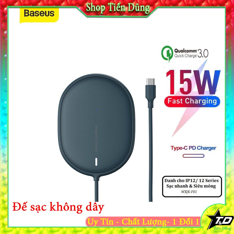 Đế Sạc Nhanh Baseus Từ Tính Không Dây Qi PD 15W Dành Cho iPhone 12 11 Pro Max Mini/Xiaomi/Samsung