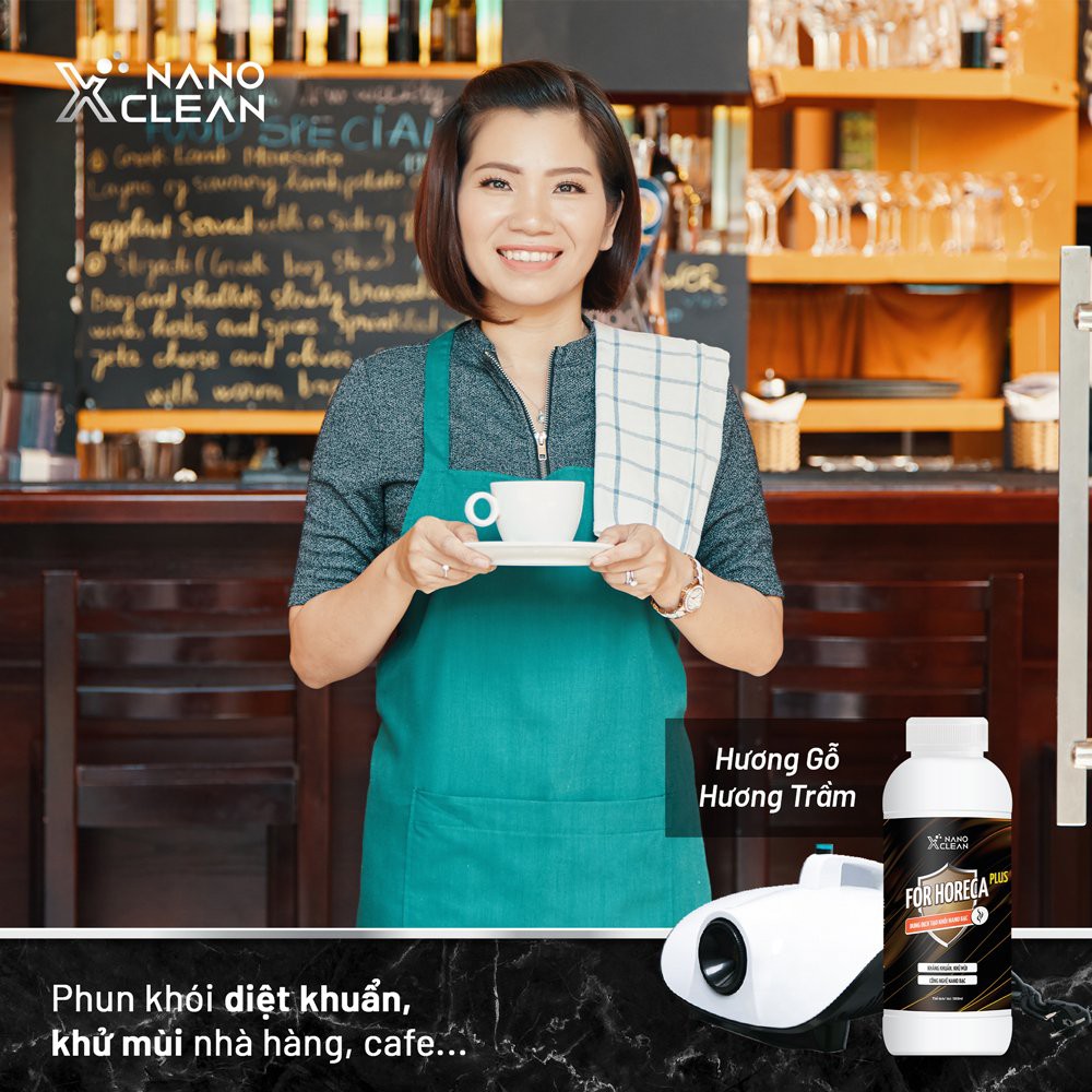 DUNG DỊCH TẠO KHÓI, PHUN KHÓI NANO XCLEAN FOR HORECA PLUS-MÙI GỖ 1L DIỆT KHUẨN KHỬ MÙI NHÀ HÀNG, KARAOKE-AHT CORP (AHTC)