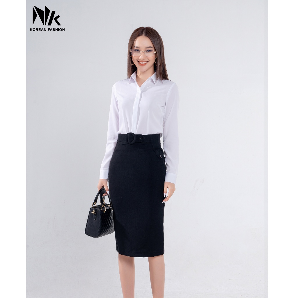 Chân Váy Bút Chì Công Sở NK Fashion Thiết Kế Đai Chữ D Dáng Dài Sang Trọng, Chất Liệu Vải Co Giãn Và Mềm Mịn NKCV2112006