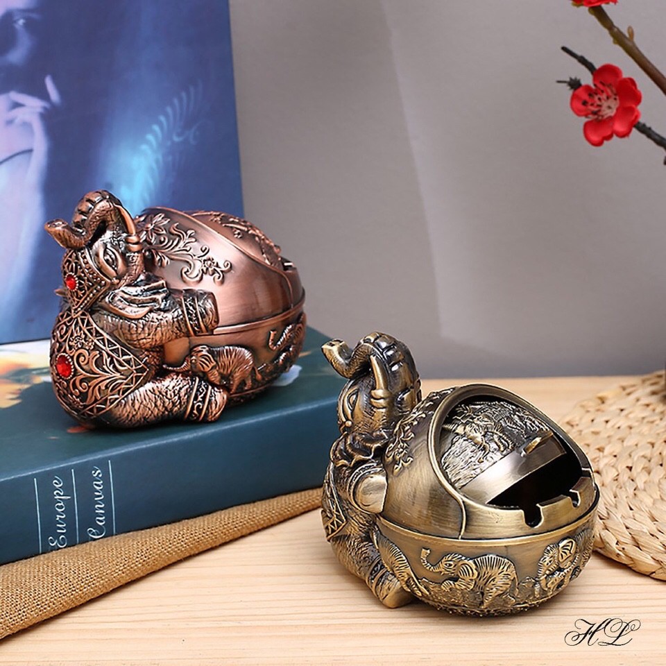 gạt tàn thuốc lá mạ đồng mẫu voi quả cầu