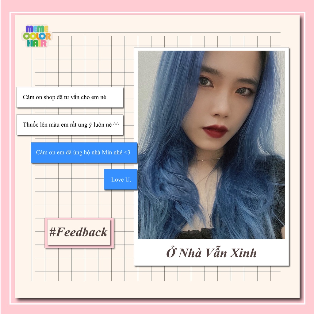 Thuốc nhuộm tóc màu xanh khói , tặng kèm oxy trợ dưỡng và bao tay