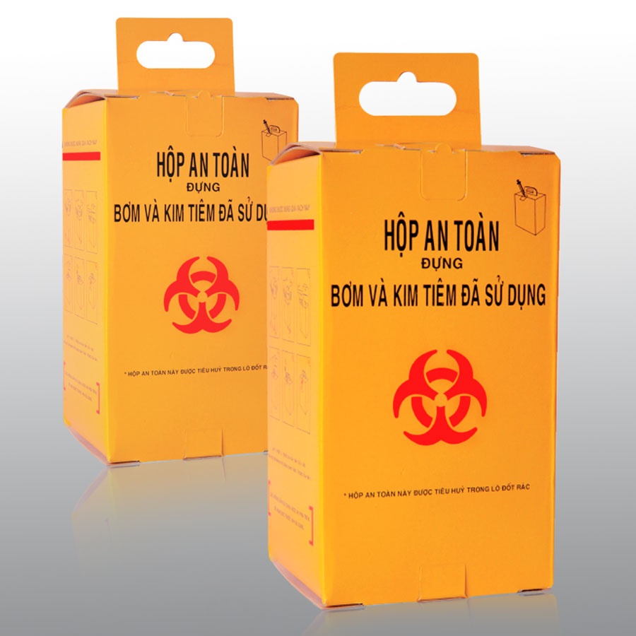 Hộp an toàn đựng bơm và tiêm đã sử dụng, kích thước 150x120x270mm