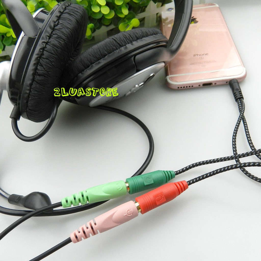 Cáp gộp audio và mic 3.5mm | Jack chia chữ U 3.5mm 1 ra 2 cổng cho tai nghe và micro