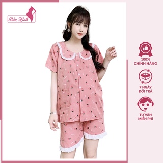 Bộ bầu mặc nhà - bộ sau sinh chất đũi hàn cổ bèo to phối viền ren trắng DB13