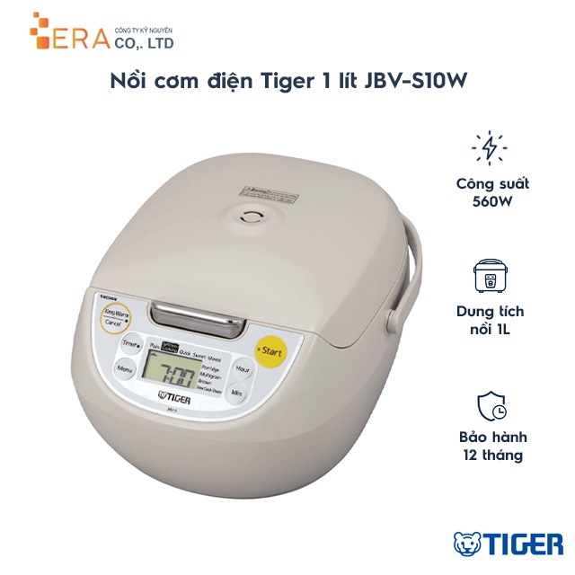 [Mã ELHADEV giảm 4% đơn 300K] Nồi cơm điện tử Tiger JBV-S10W dung tích 1.0L