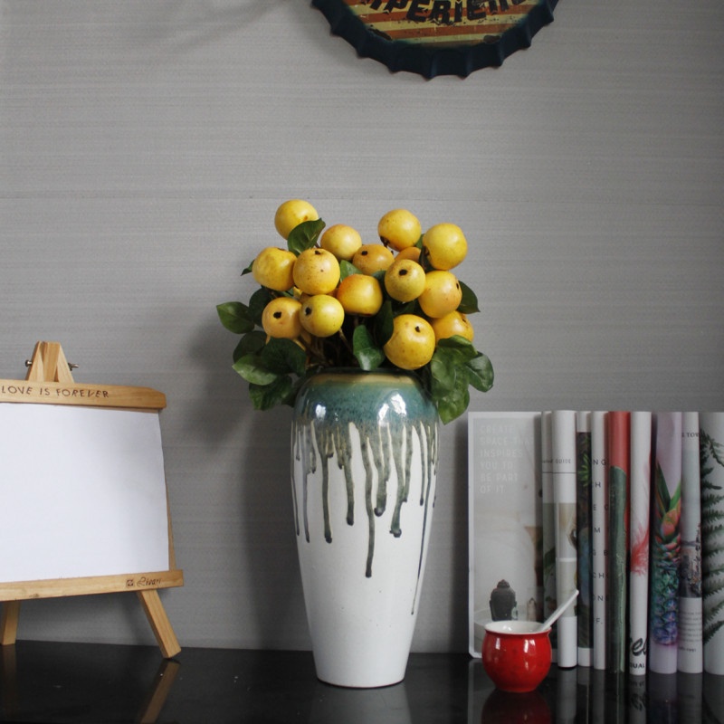Cành táo vàng 4 quả - cành táo giả - trang trí nhà cửa Han Flowers