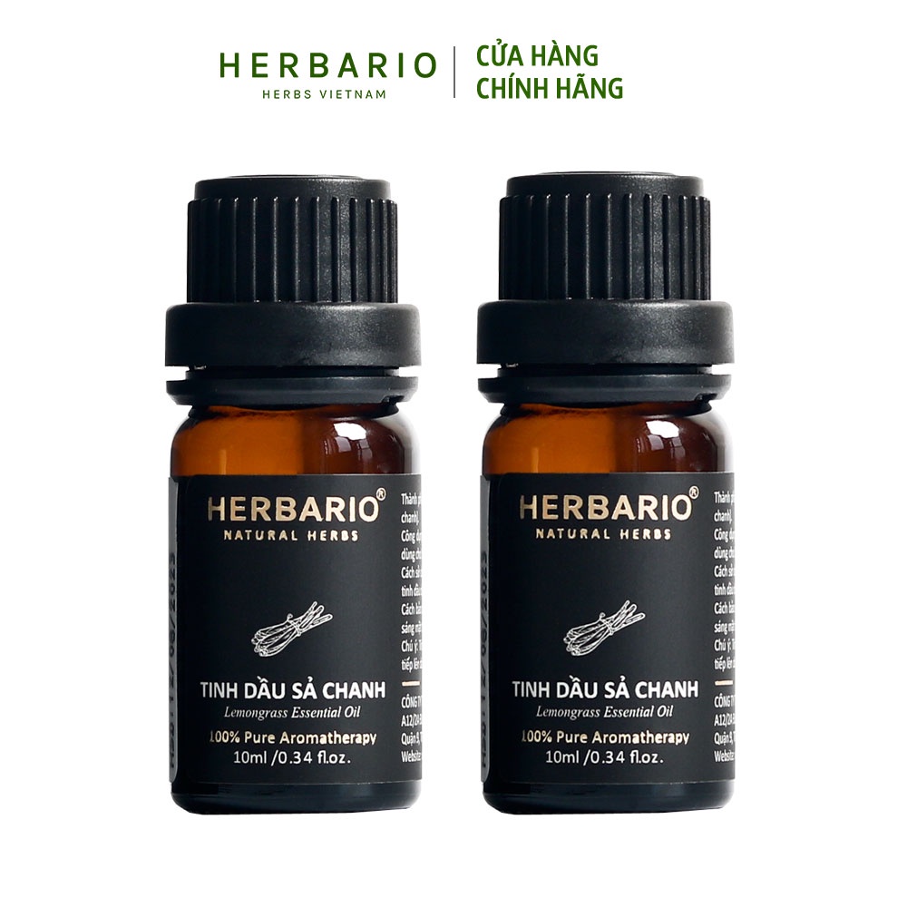 Combo 2 chai tinh dầu sả chanh nguyên chất herbario 10ml