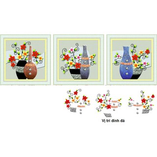 Tranh đính đá hoa treo cầu thang