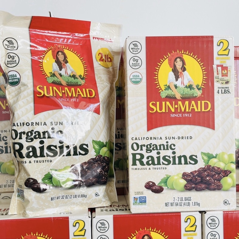 [HÀNG_CHUẨN] Nho khô Sun Maid Organic Raisins của Mỹ 1,81kg hộp 2 gói