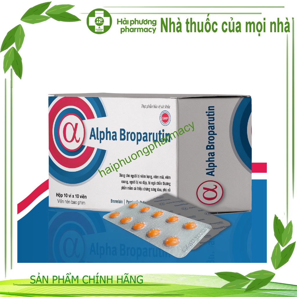 Alpha Broparutin - Hỗ trợ giúp giảm  sưng đau, phù nề trong các trường hợp viêm đường hô hấp trên, chấn thương