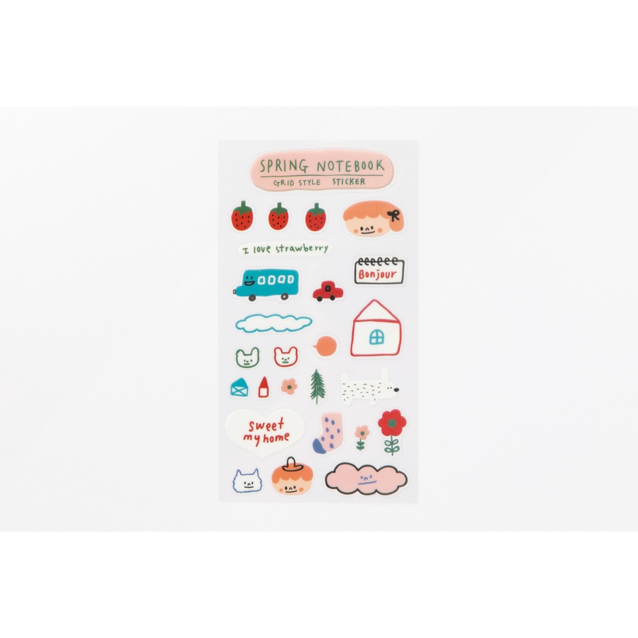 Sổ Lò Xo ARTBOX Hàn Quốc Bìa PP Trong Suốt Kẻ Ô Vuông Có Sticker Trang Trí Trái  Xinh Xắn