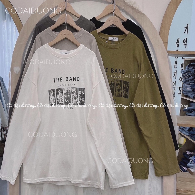 [RẺ VÔ ĐỊCH] Áo thun THU ĐÔNG form thụng in chữ THE BAND dài tay cổ tròn unisex (kèm ảnh thật ở cuối)