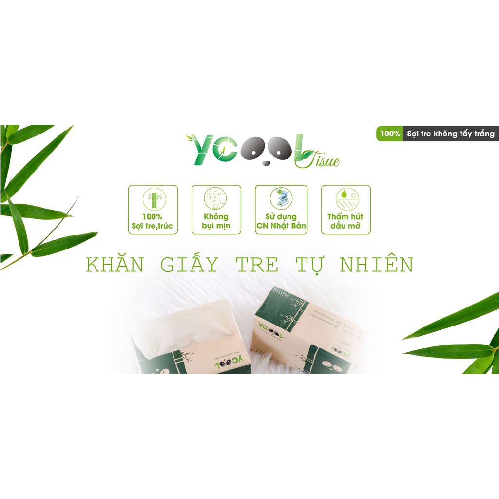 Giấy Ăn Gấu Trúc YCOOL Thùng 30 gói không chất tẩy trắng 1 gói 300 tờ 3 lớp