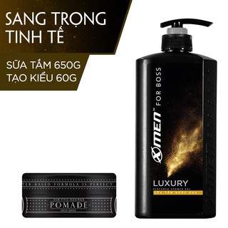 Hàng mới Combo Sữa tắm nước hoa X-Men for Boss Luxury 650g + Pomade tạo kiểu tóc X-Men For Boss Medium Hold 60g