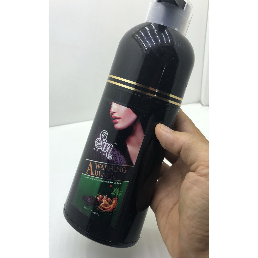 Dầu gội phủ bạc nhân sâm đen-nâu SIN HAIR Nhật Bản 500ml