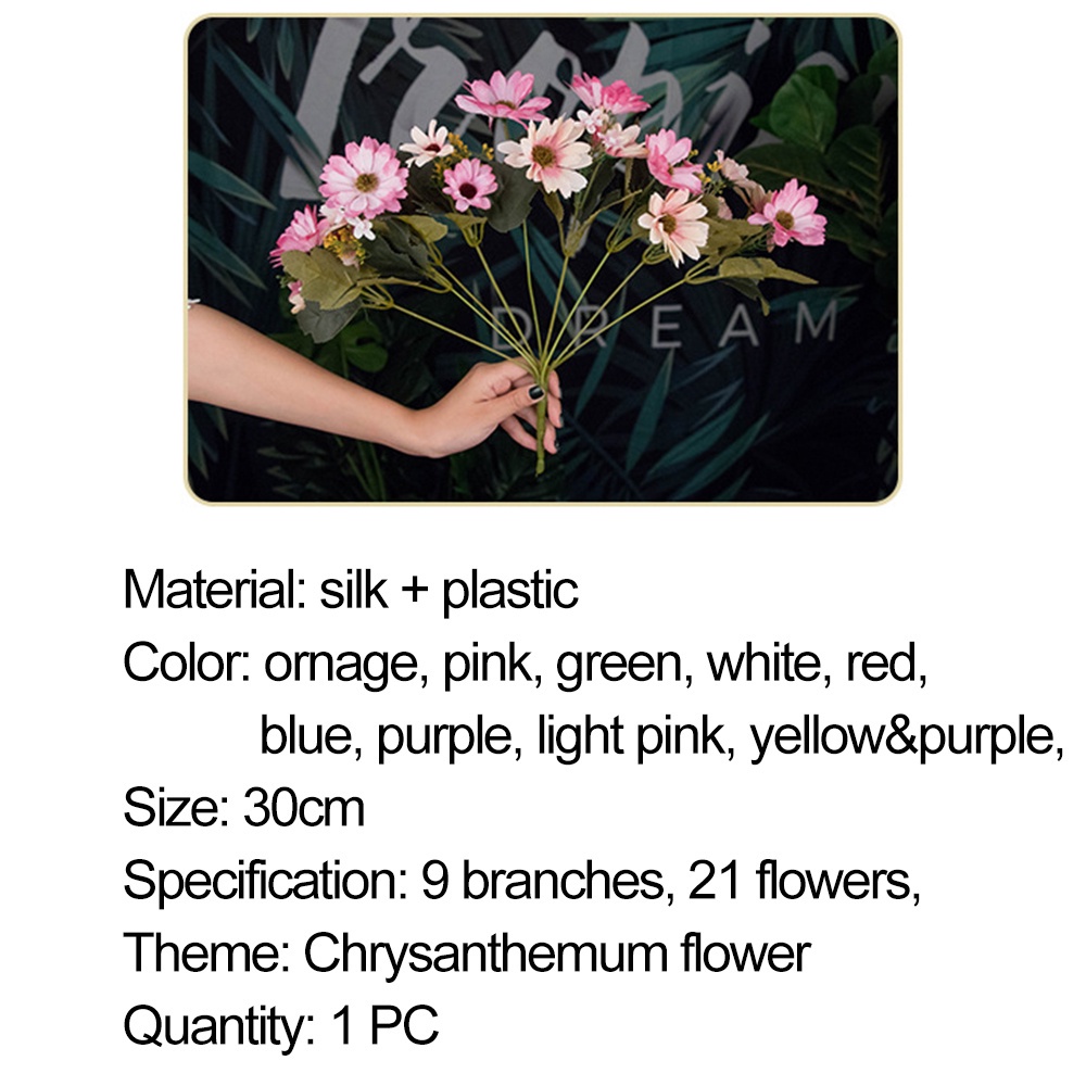 Bó Hoa Cúc Nhân Tạo 21 Đầu Trang Trí Tiệc Cưới|Bó Hoa Lụa Nhiều Màu Trang Trí Nhà Cửa