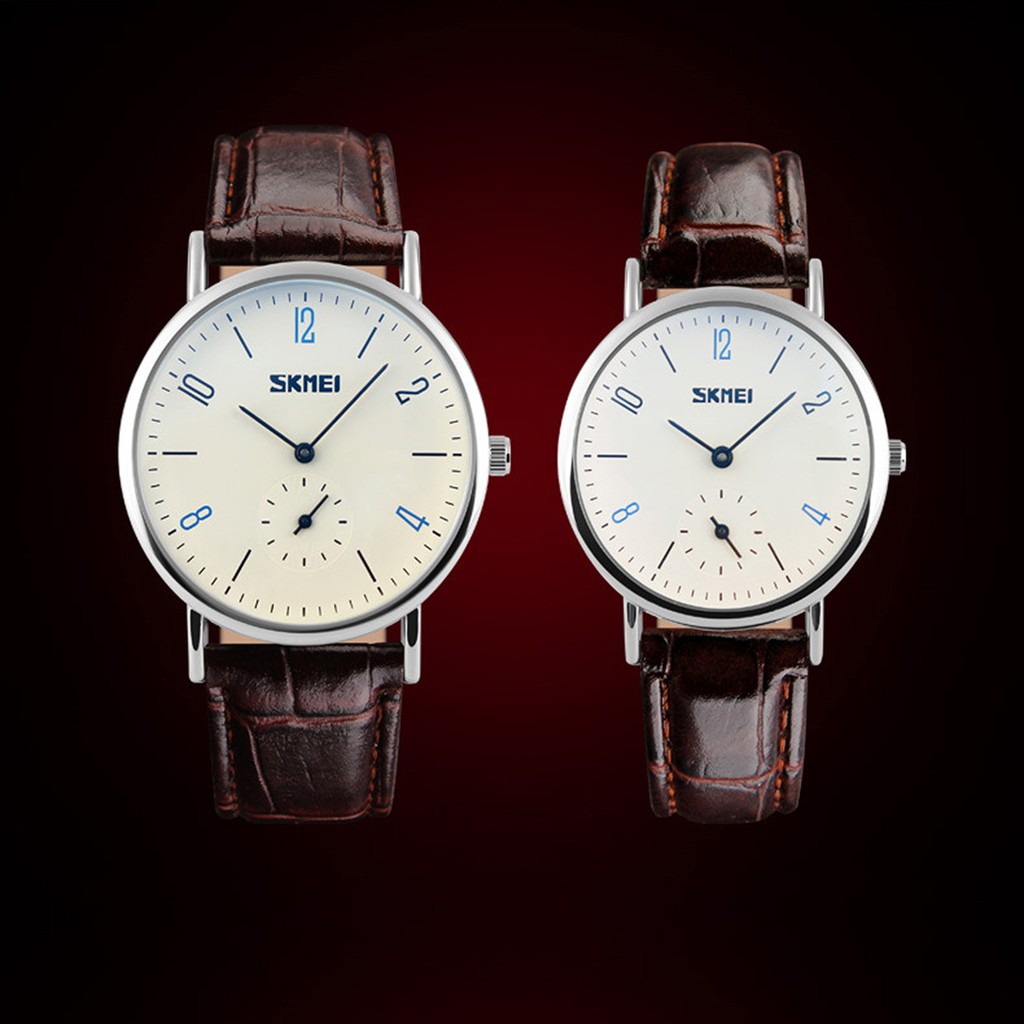 [CÓ VIDEO - ẢNH THẬT] Đồng hồ đôi thời trang SKMEI 9120 dây da, mặt tròn | BigBuy360 - bigbuy360.vn