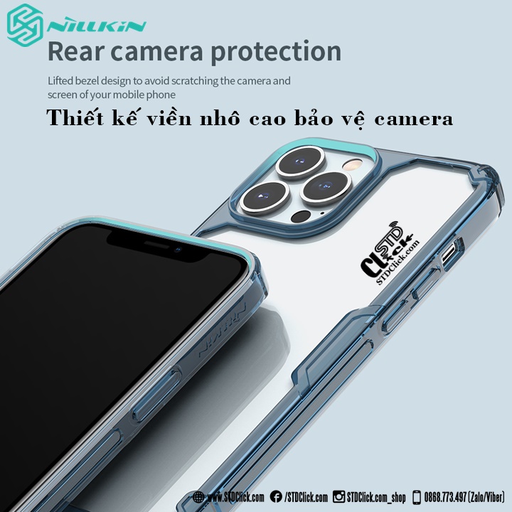 ỐP LƯNG IPHONE 13 PRO MAX NILLKIN NATURE TPU PRO LƯNG KÍNH PC TRONG VIỀN DẺO CHÍNH HÃNG
