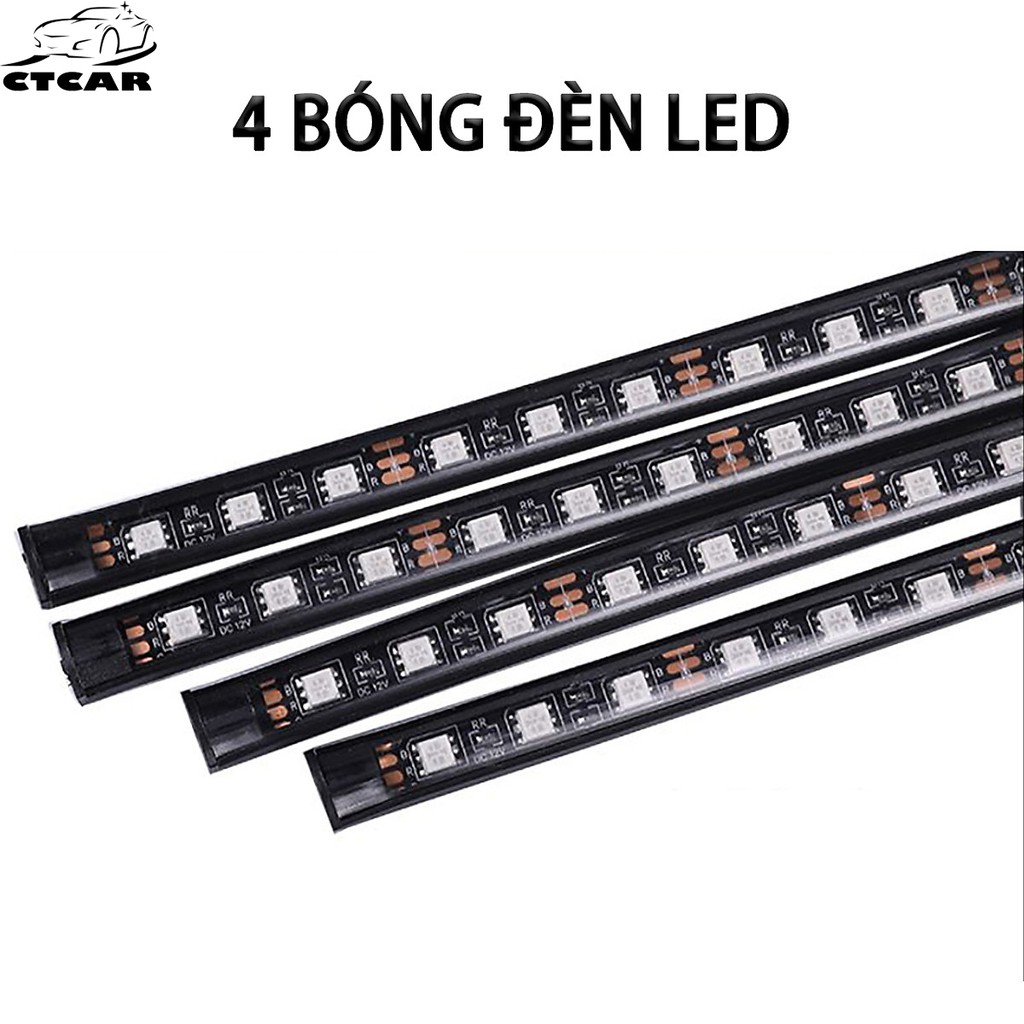 Bộ 4  đèn led gầm ghế ô tô có điều khiển 7 màu theo điệu nhạc  cao cấp dùng trang trí nội thất xe hơi CTCar