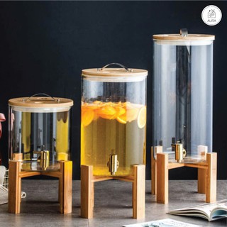 Bình thủy tinh, Bình thủy tinh BOROSILICATE kèm kệ gỗ có vòi vặn tiện lợi