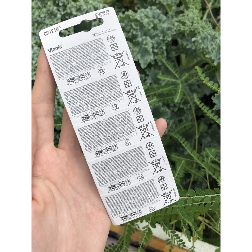Vỉ 5 Viên Pin Đồng Hồ CR1216 1216 VINNIC Lithium 3V