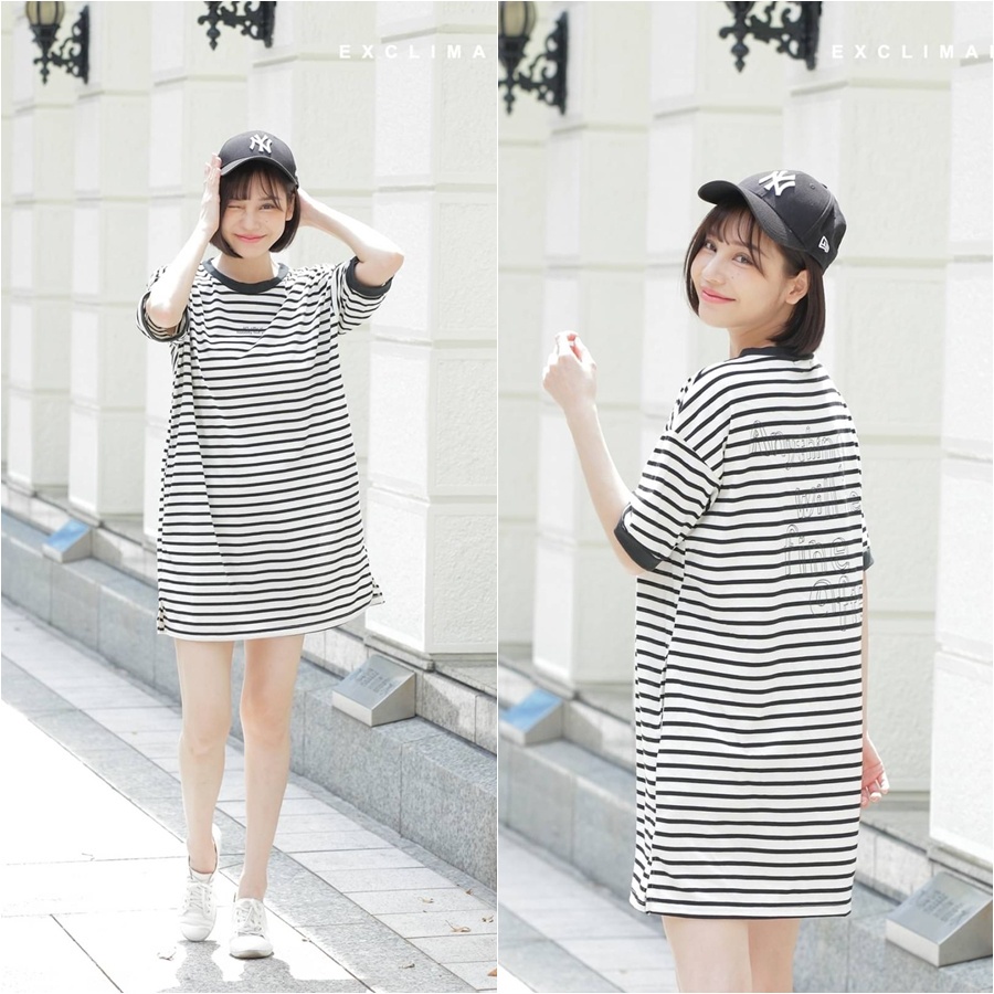 Đầm thun sọc nữ thời trang, basic