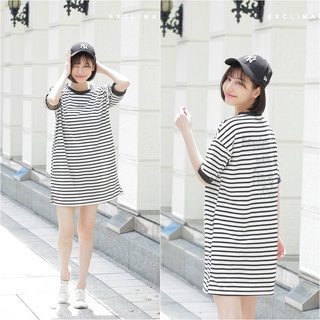 Đầm thun sọc nữ thời trang, basic