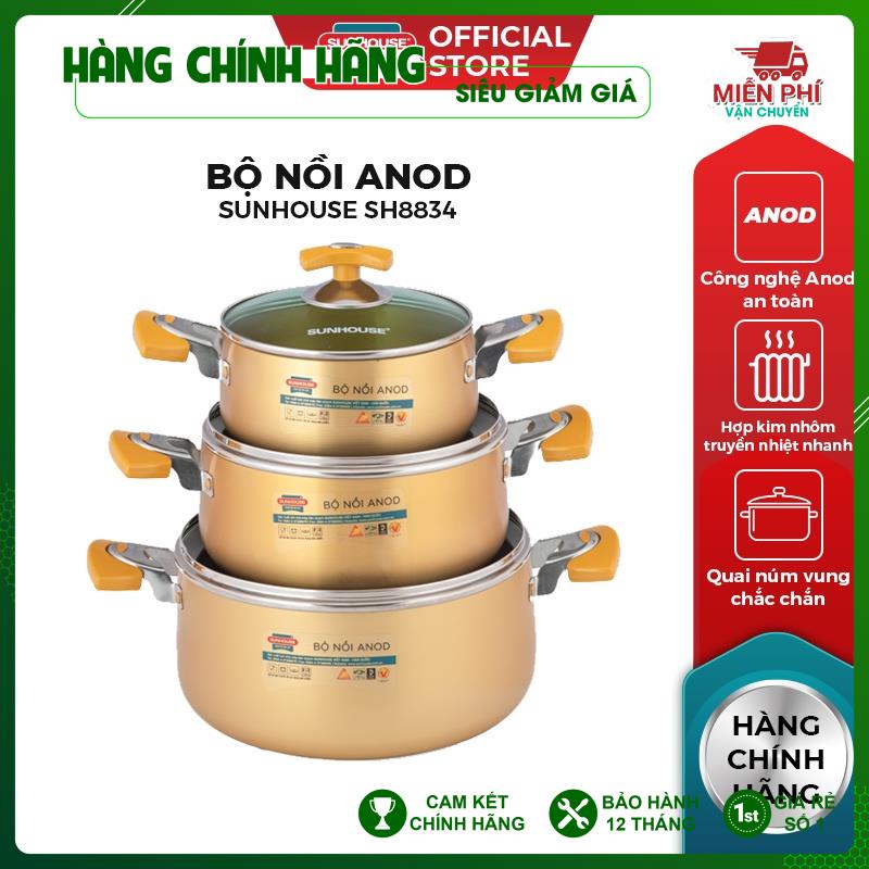 Bộ nồi anod SUNHOUSE SH8834 (Vàng)