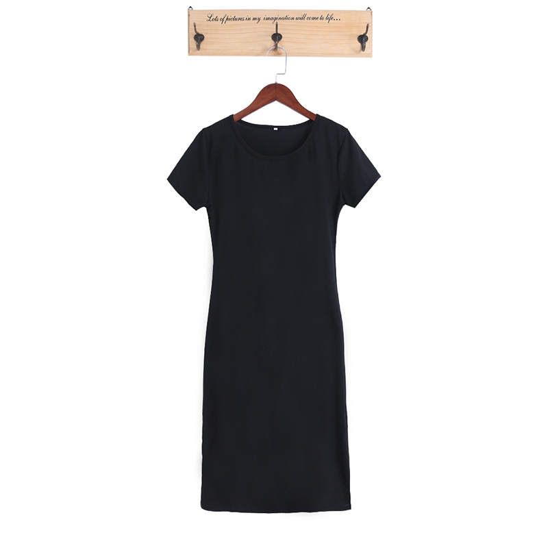 Đầm Tay Ngắn Màu Trơn Thời Trang Công Sở Quyến Rũ Cho Nữ