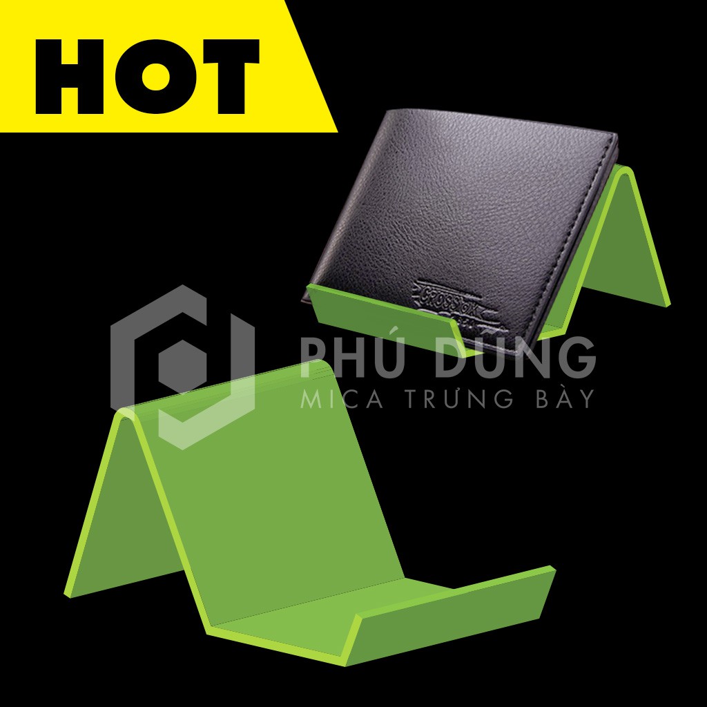 Kệ Đế Mica XANH LÁ Trưng Bày Bóp Ví Nam - Combo 10 cái