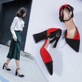 giày cao gót giày cao gót mũi nhọn đế vuông order hàng Quảng Châu